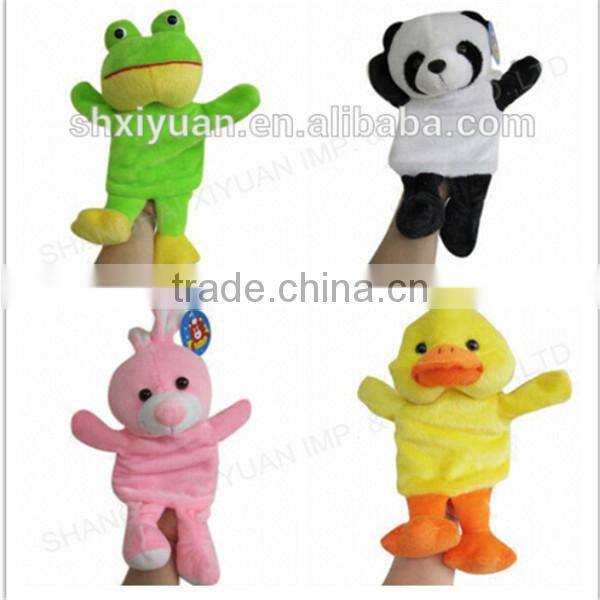 Wholesale plush cheap red elephant puppets child hand animals cute hand puppets