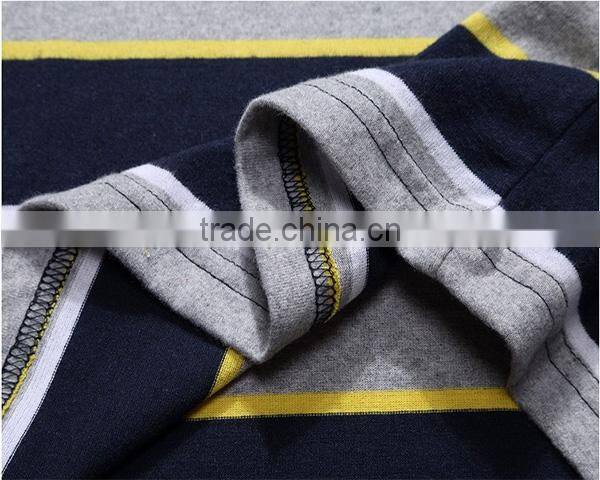 2016 black and white horizontal bands hot sale long sleeve men's polo shirt