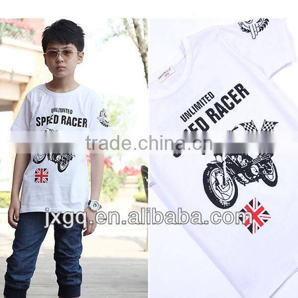 2013 new style white printing boy clothing 100% cotton baby t shirt