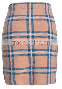 autumn/winter yarn dyed 100% wool beautiful long skirts with check in knit