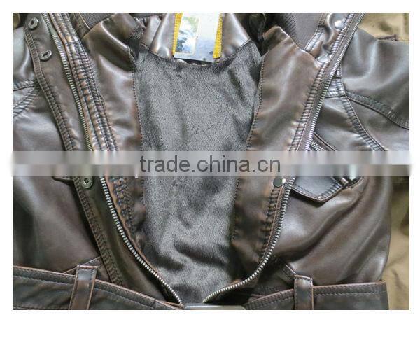 Artificial leather Jacket lady with belt