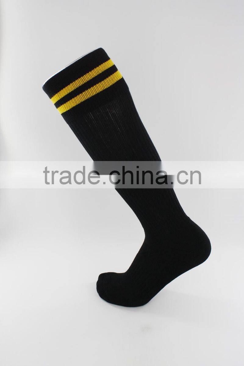 Custom black nylon football socks with strip
