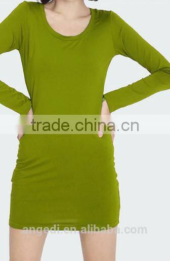 Skinny fit women long sleeve home dress cotton Korean stretch style long t shirt