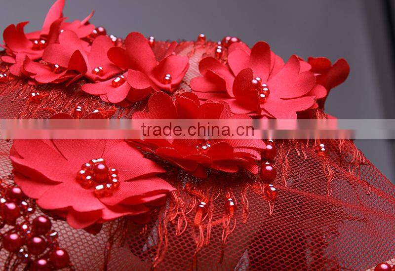 3D Beaded Embroidery Lace Fabrics Gold Yellow French Lace Fabric 2017