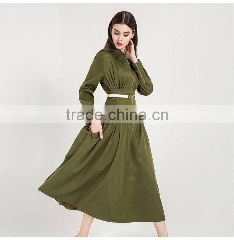 European Design Elegant Autumn Dress Women Casual Long Sleeve Dress Brand Fashion Pleated Ladies Dreses