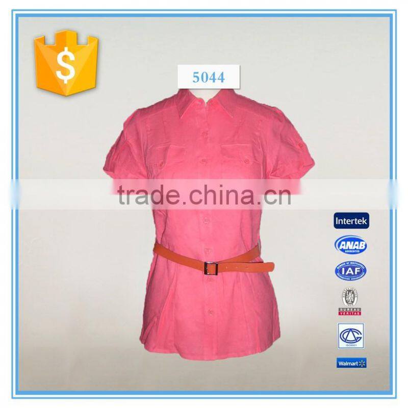 Elegant Women Blouse Shirt Ladies Tops With Chest Pockets