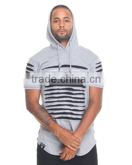Hot sale China factory direct supply print pattern chest zipper pullover hoodie with adjustable drawstring accent Hood
