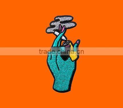Custom high quality smoking embroidered patch for clothes embroidery patch made in china choose size/color