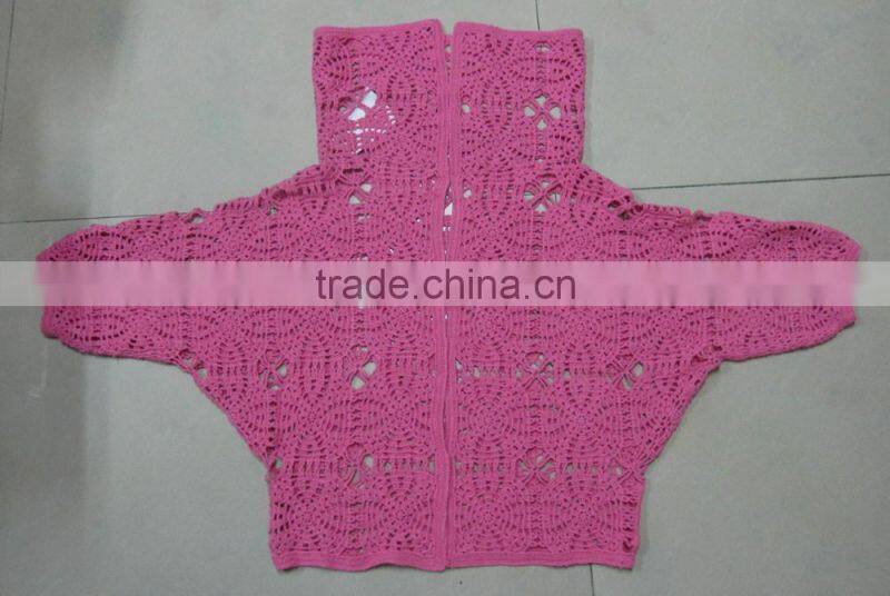 Ladies Crochet Cotton Batwing Sleeve Blouses With Flower Pattern Fashion Top