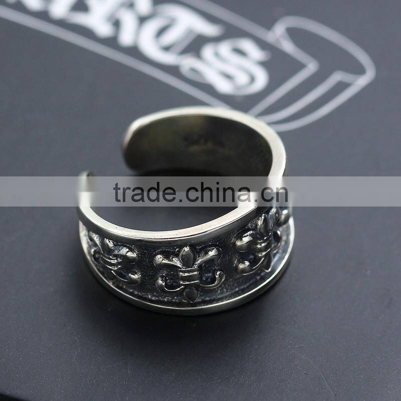 Personalized cool punk jewelry adjustbale sterling silver flower ring for man