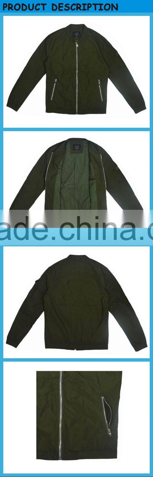 Spring Olive Green Denim Bomber Jacket Mens