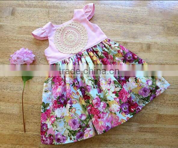 Girls One Piece Lace Dress Purple Top Floral Skirt Kids frock designs Pictures