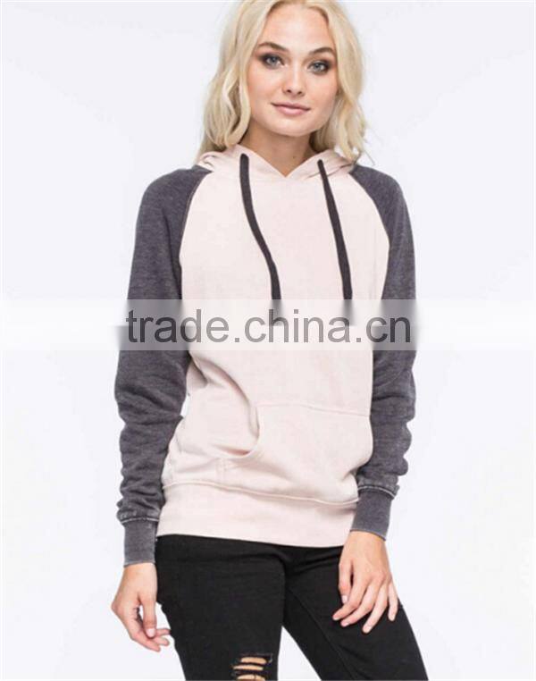 Women's Cotton Fleece Contrast Color Hoodies And Sweatshirt