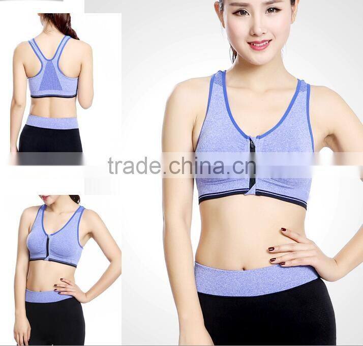 sexy zipper sports bra sets wireless running fitness wear factory price yoga bra