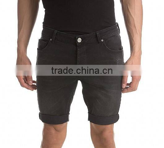 black distressed zipper fly denim shorts