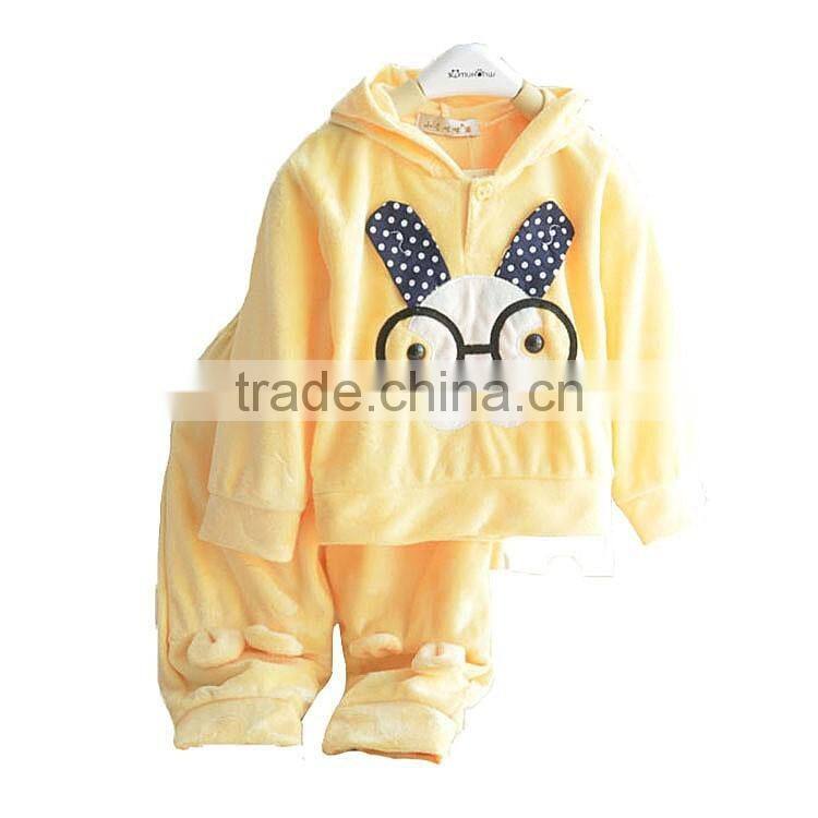 cheap cotton polyester high quality casual girl clothes sets sweet kids clothes children velvet clothing