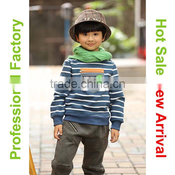 Latest fancy stripe zipper pocket design cute children's clothing