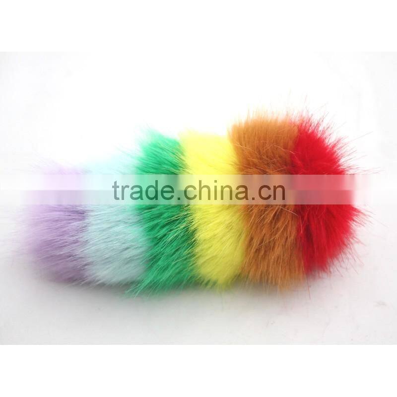 Myfur Factory Design Customized Brand Fox Tail Keychain Faux Fox Tails Cheap Fake Fur Fox Tail Keyring
