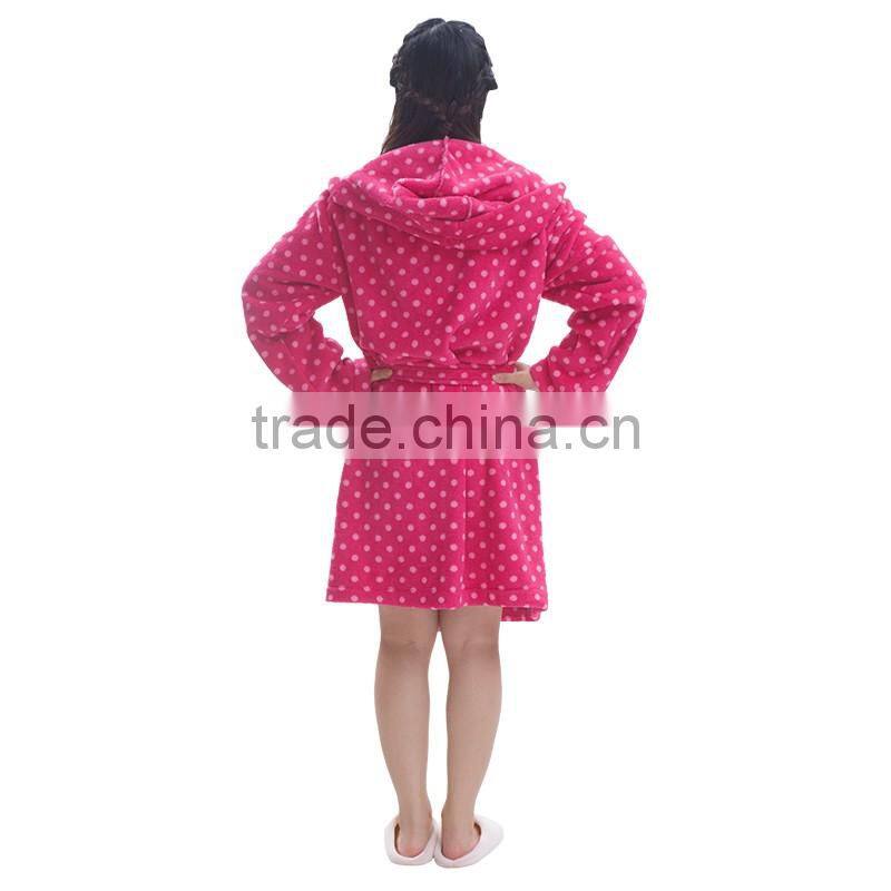 Women Hooded print floor length bath robe