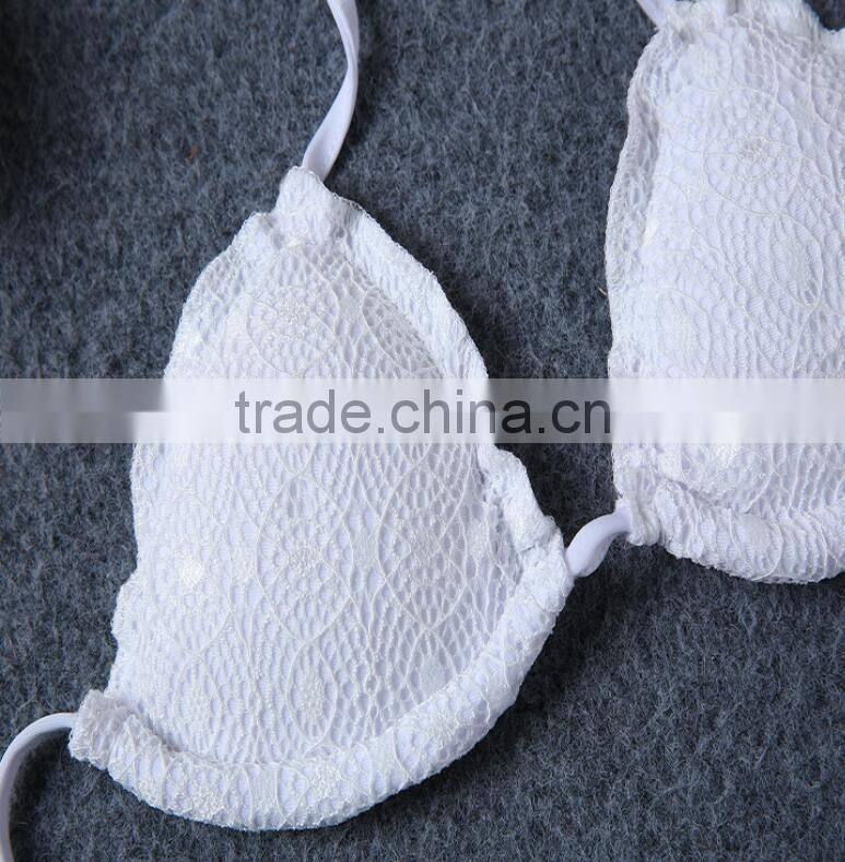 M742 D.Y fashion 2016 ladies white lace split bikini swimwear beachwear