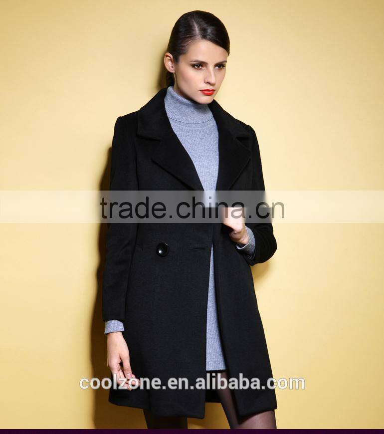 Women's elegant new style women coat 2015 fashion ladies long sleeve classic wool coat