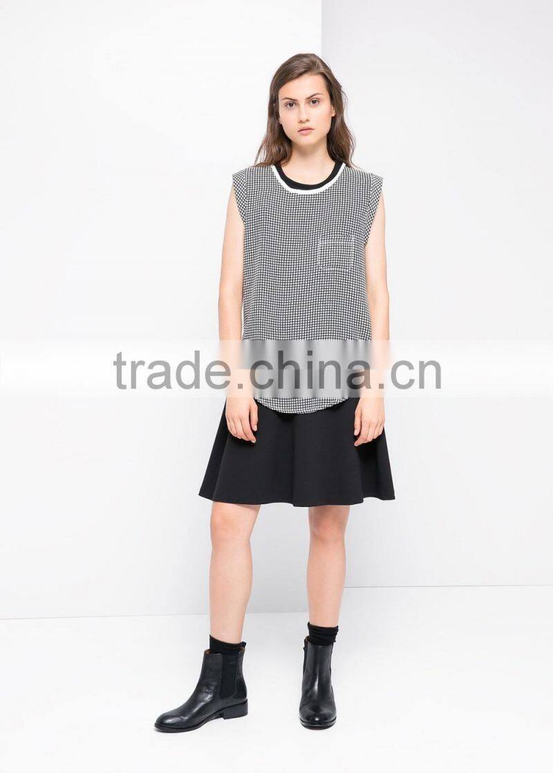 Chiffon check t-shirt china supplier
