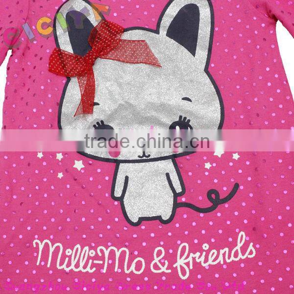 Lovely teen girl's long sleeve cotton knitting t-shirt with carton printing