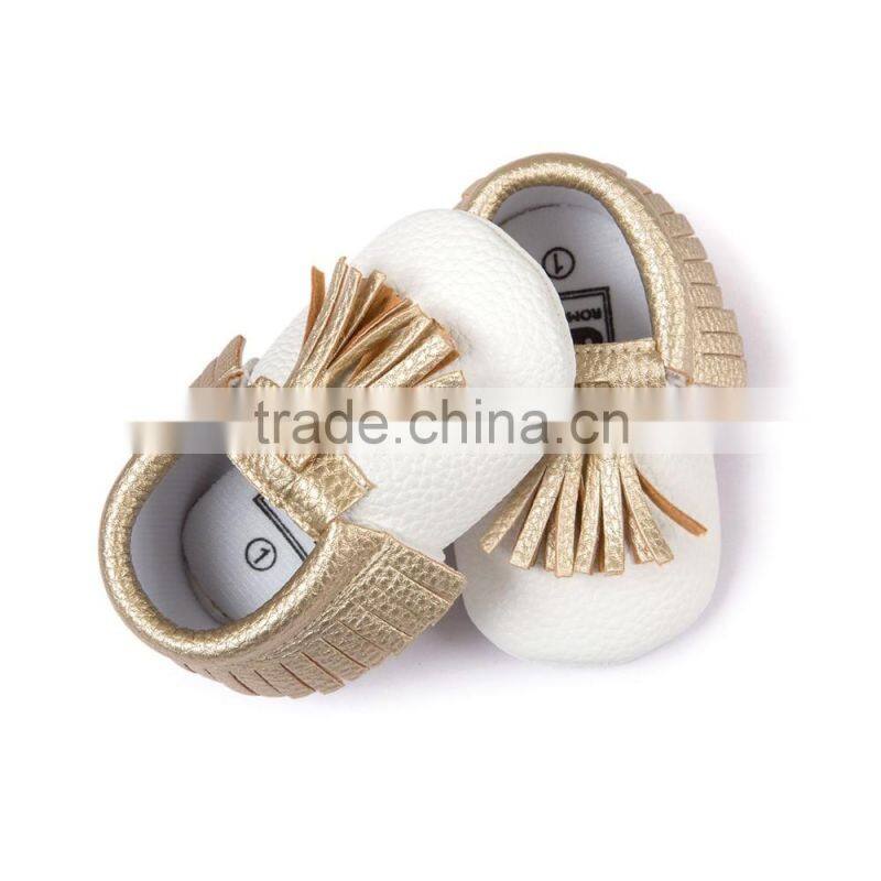 PU baby moccasins with tassels, tassel baby moccasin