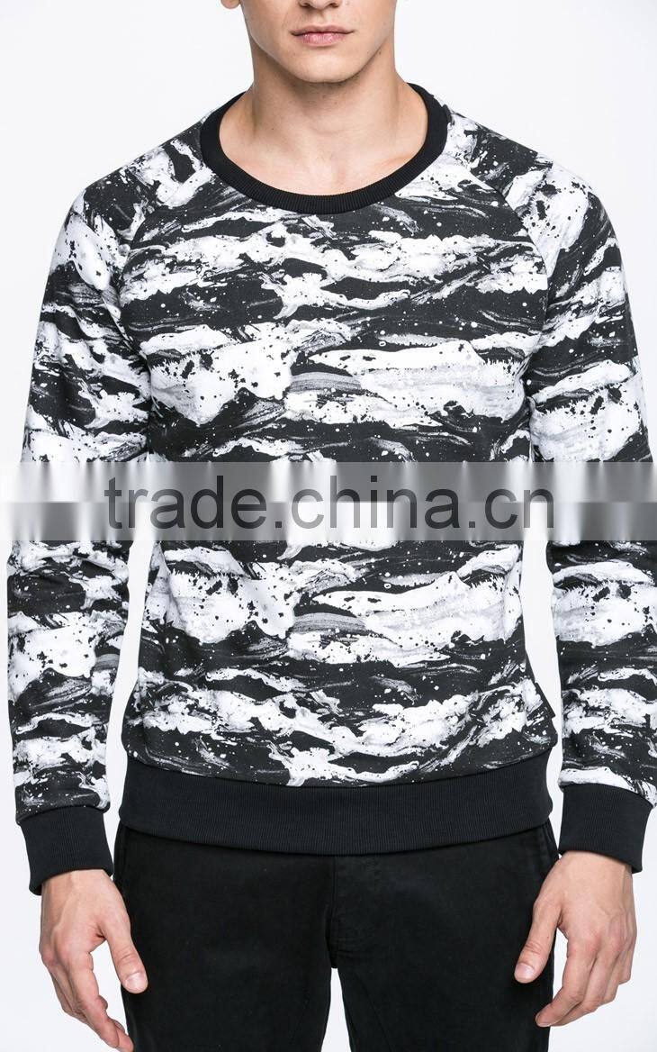 mens full printing marble crewneck heavy sweatshirts/hoodies clothes
