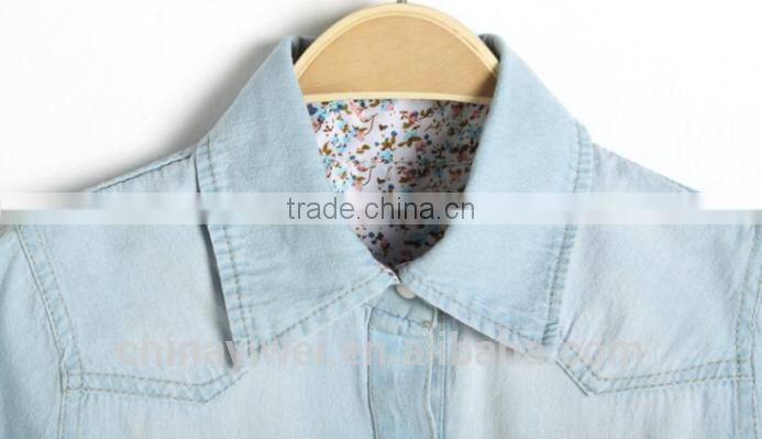 custom women short sleeve denim jacket