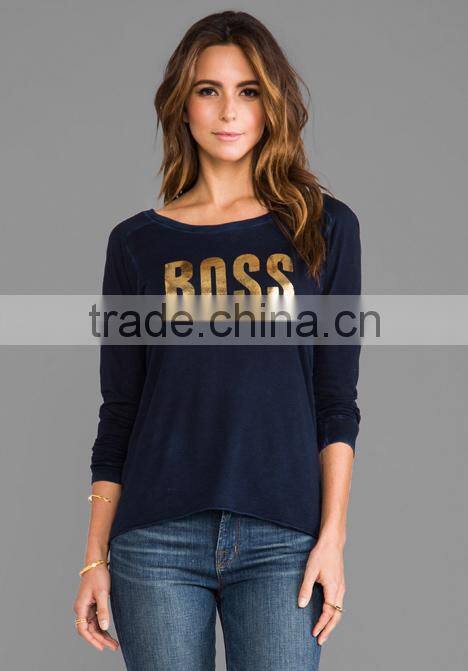 women long tight gold foil printing t-shirts