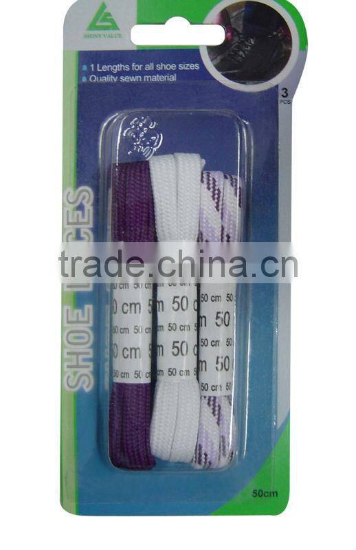 flat long cotton shoe lace with customer's logo printing on plastic tip