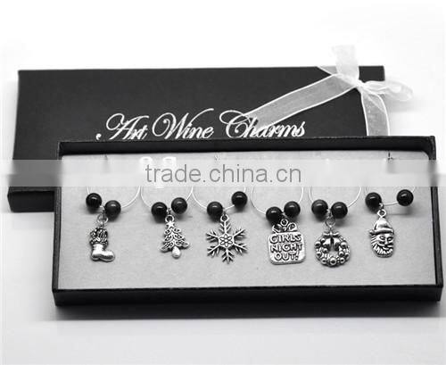 Custom Gifts Table Decorations W/ Box Christmas Wine Glass Charms