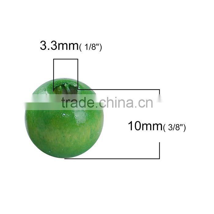 Cheap Wholesale Round Yellow-green Hinoki Wood Spacer Beads