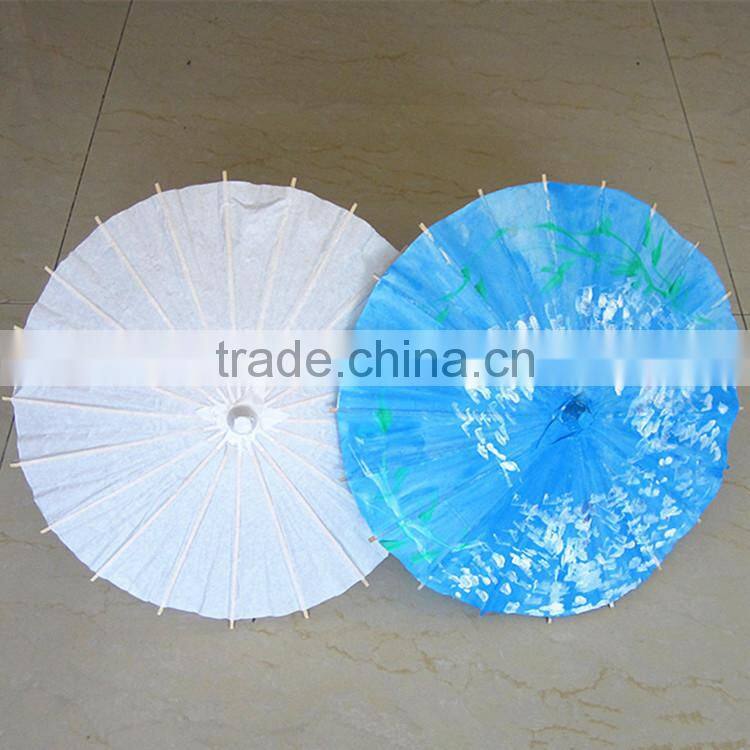 Asian Style Elegant Mini Handcrafted Wooden White Paper Umbrella