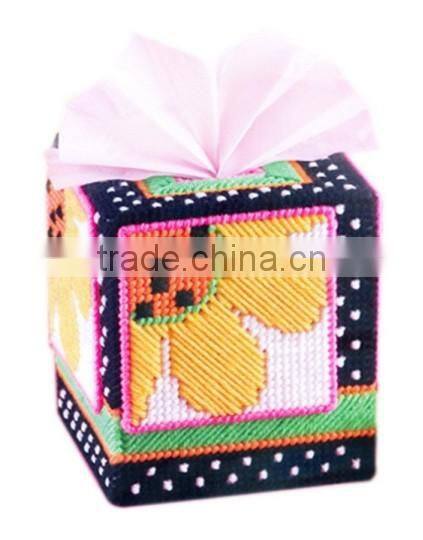 DIY goods,3D Cross stitch Embroidery.beautiful.Tissue Box-004-01
