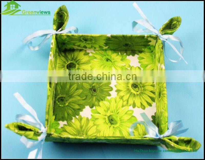 Vegetable Fruit Foldable polyester Washing Basket Draining Strainer Basket colorful paper string storage basket box