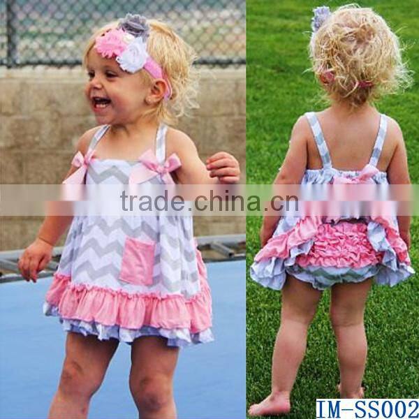 Lovely Infant Baby Girls Ruffled Swing Top Bloomer Outfit Sets IM-SS001