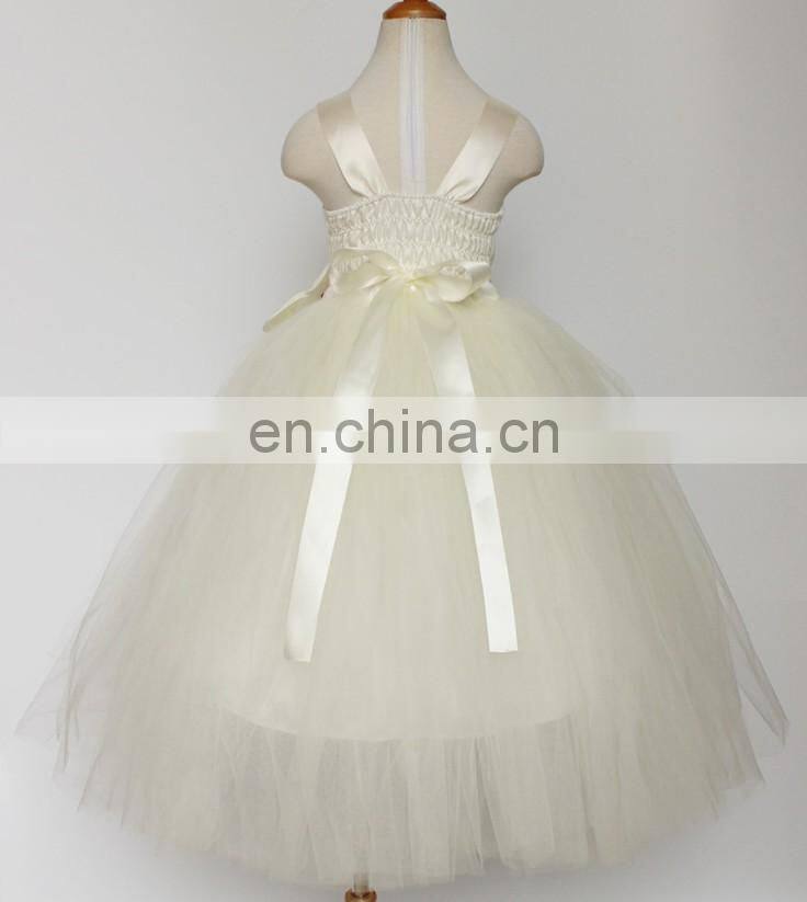 Ivory Flower Girl Tulle Dress Bridesmaid Dress Christening Gown Birthday Outfit