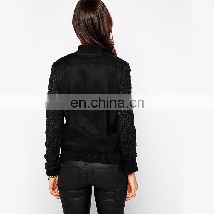 Bomber black lady Jacket in Lace