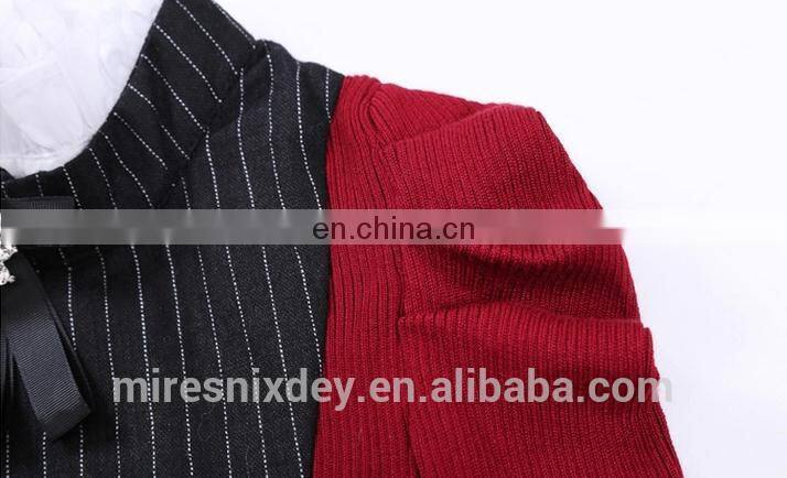 fashion slim fitted turtle-neck knitting sweater with pleated sleeve for office lady