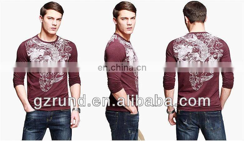 Men's long-sleeved T-shirt male animal print tattoo t-shirt men's spring fashion personality latest mens t-shirt cotton spandex