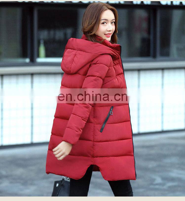 2017 autumn and winter new in the long section was thin down jacket hooded coat thickening coat