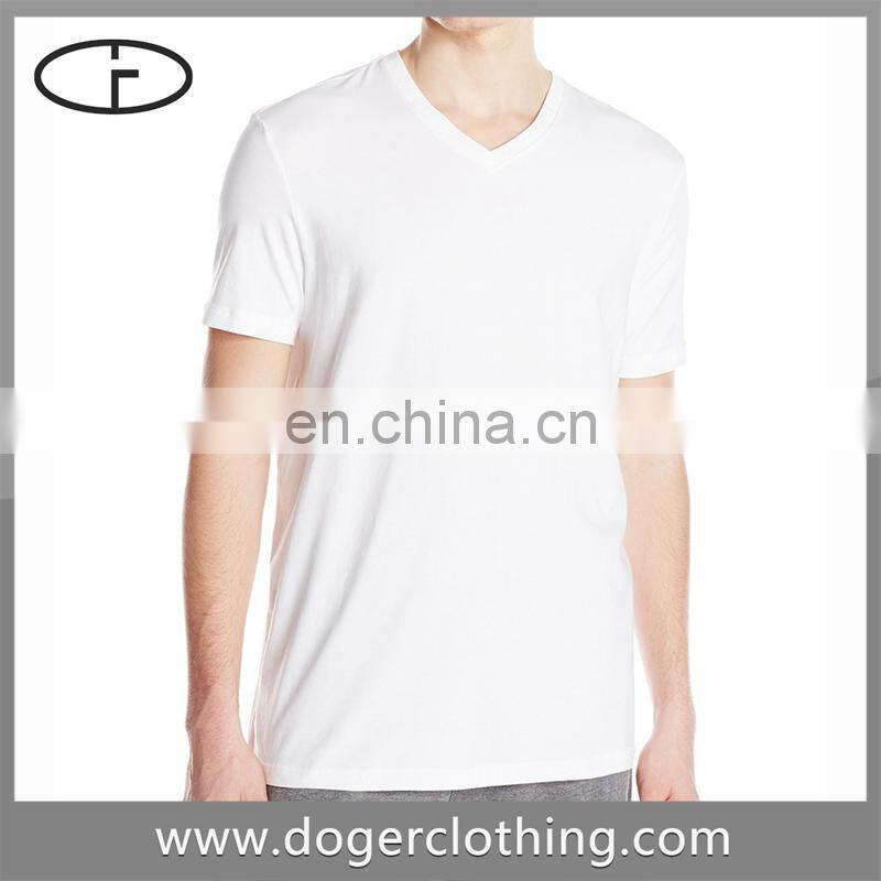 OEM manufacturer mens white color short sleeve t shirt v neck