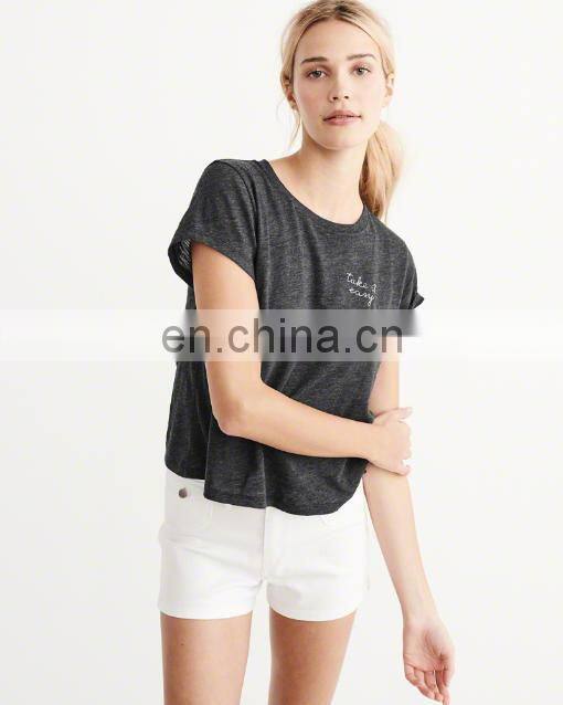 basic wear women clothing print logo short sleeve t shirt comfortable 100%cotton t shirt for girls
