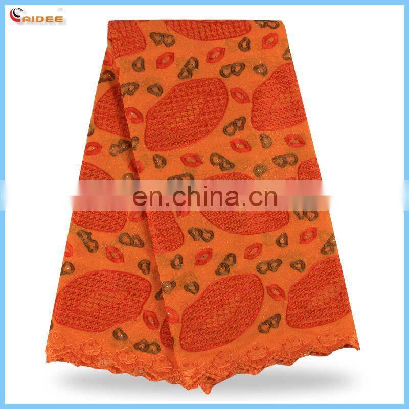 wholesale voile african lace fabric white+red LS1573028