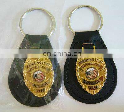 Custom imperial leather wallet with metal badges