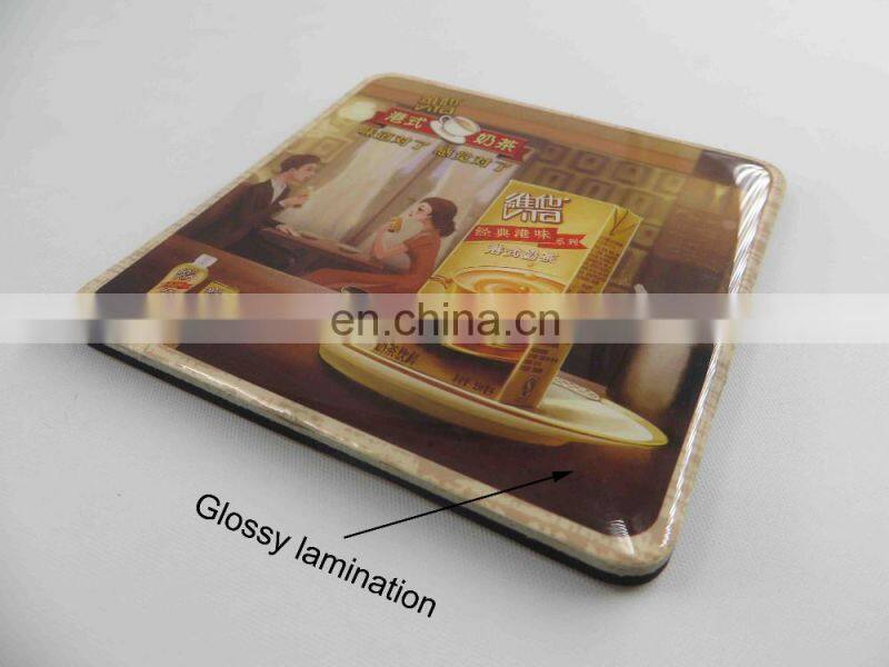 Personalized EVA foam glossy lamination coaster cup pad wholesales