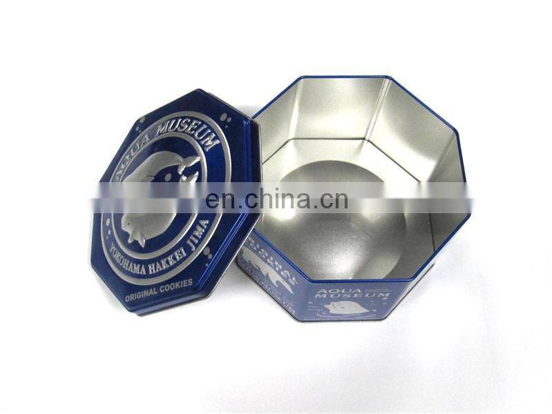 Popular octagonal metal tin container for candy cookie