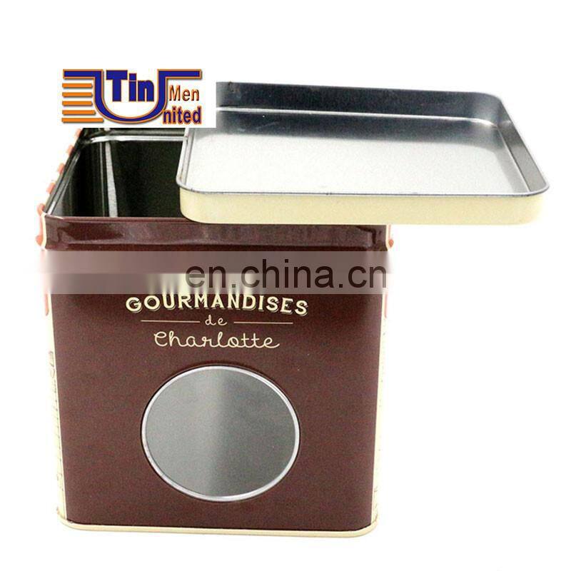 Small Square Tin Box with Body PET Window